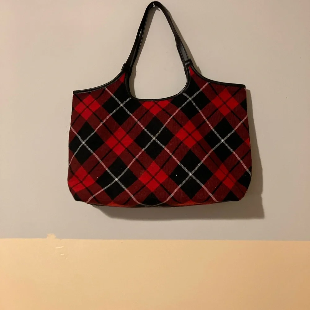 Victoria's Secret Red and Black Plaid Tote